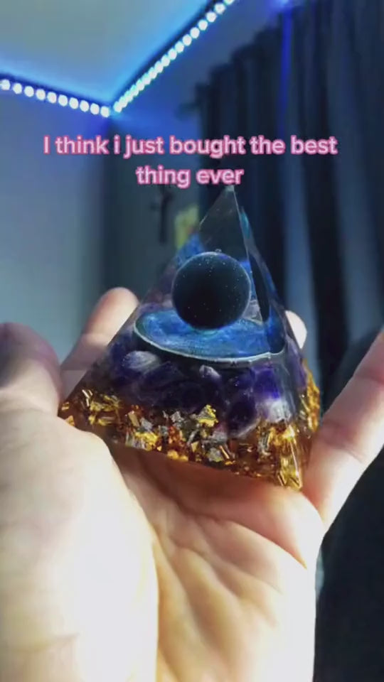 Crystal Energy Pyramid — Natural Gravel Orgone Tower Home Decor